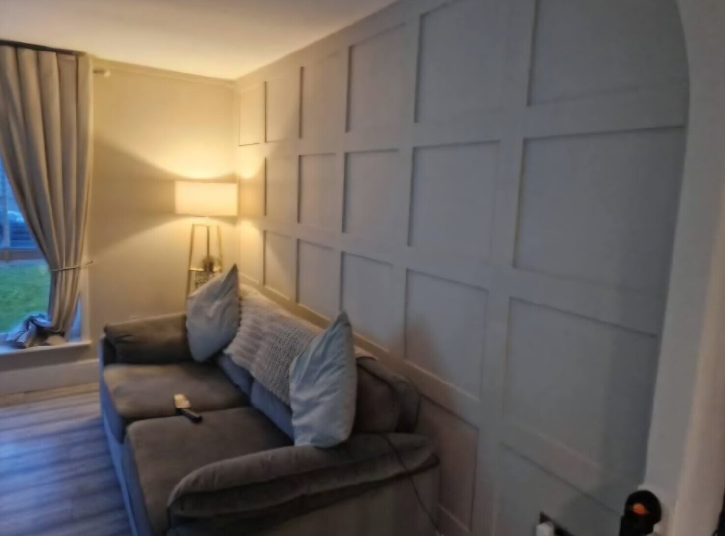 Luxury wood slat panelling feature wall completed by professional carpenter